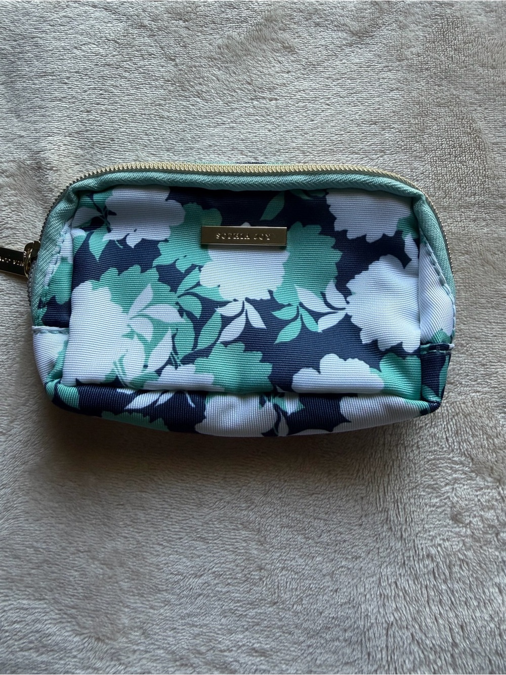 Sophia Joy Floral Zip Pouch in Navy, Mint & White